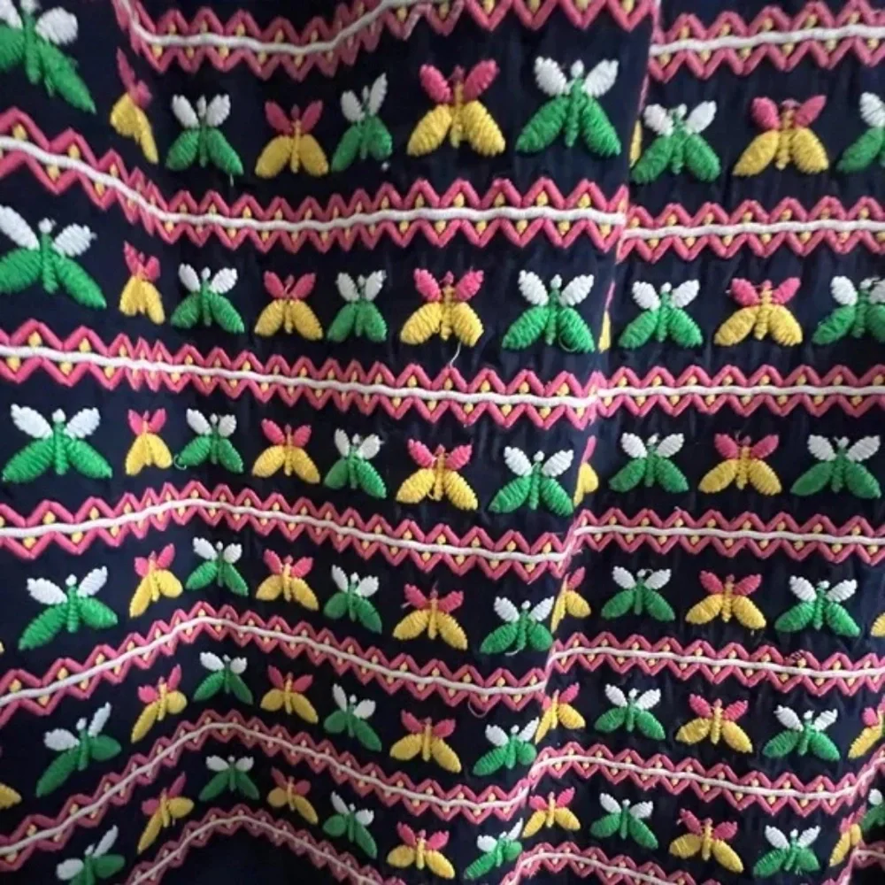 Frances Valentine Kaftan Butterfly Embroidered Dress In Navy Size 22 - Picture 7 of 11